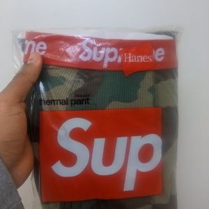 Supreme x Hanes woodland camo thermal pant